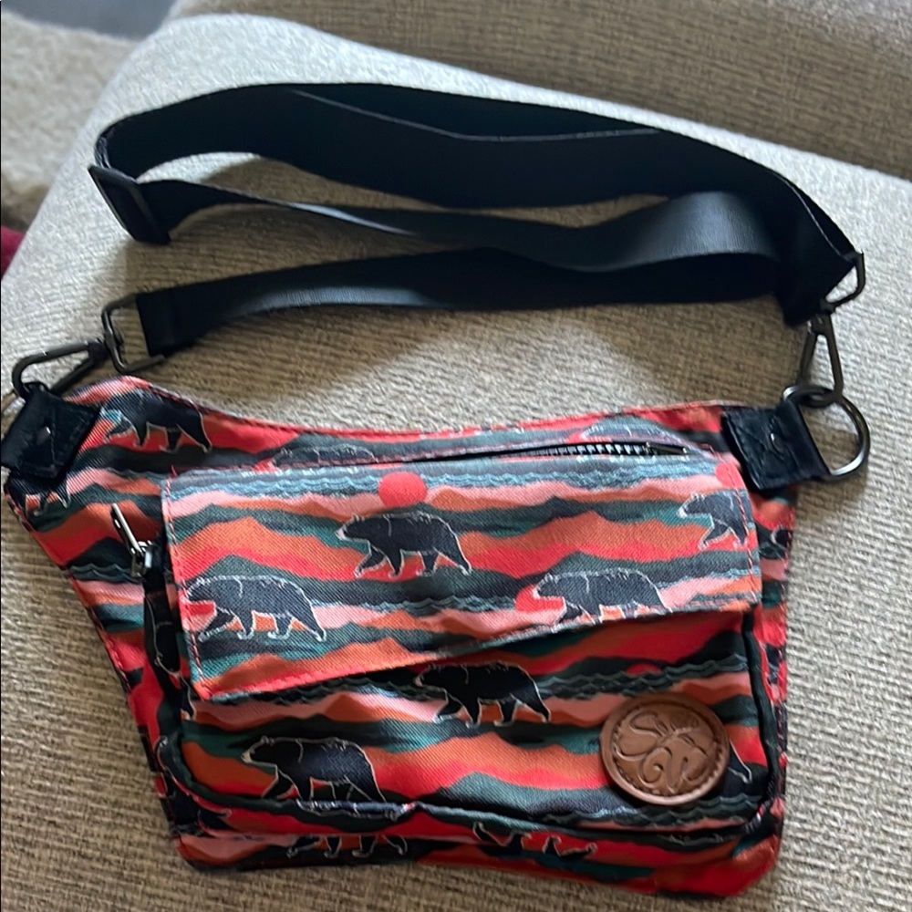 Sipsy Wilder Red and Black Belt Bag with Adjustable Strap and Logo